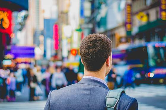 Man in a suit in the city