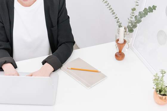 Woman on a computer